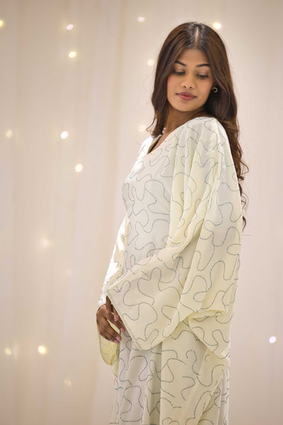 Lubna Yellow Stonework Butterfly Abaya – view 4
