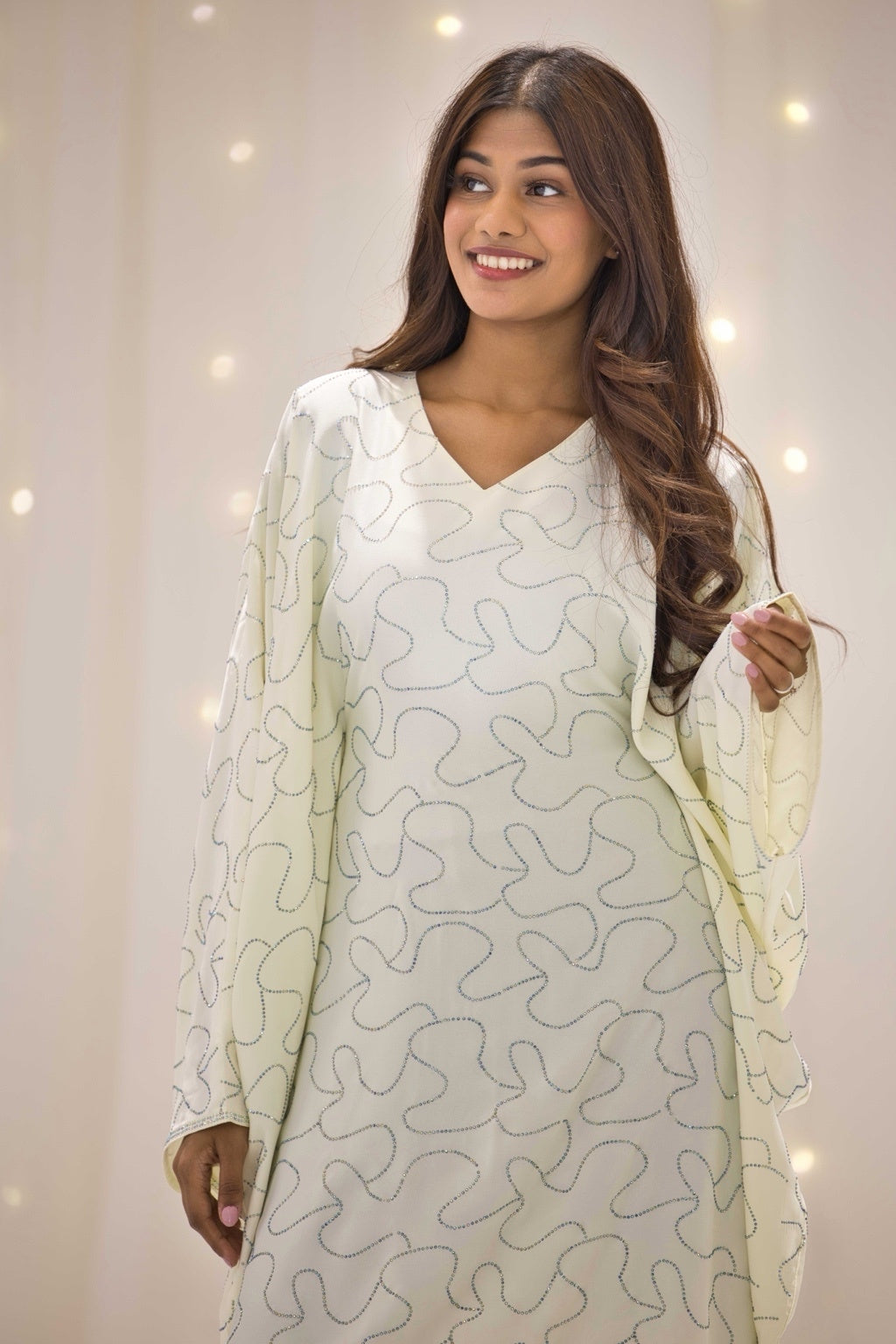 Lubna Yellow Stonework Butterfly Abaya – The Luxe Aura