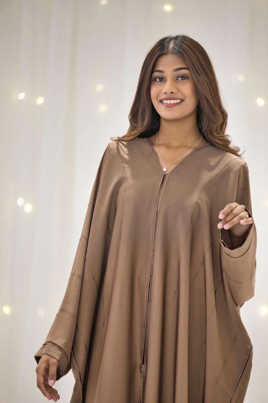 Lyra Brown Butterfly Abaya – The Luxe Aura