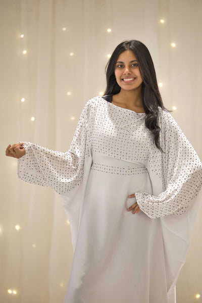 Maha White Butterfly Abaya – view 2