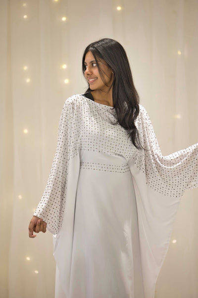 Maha White Butterfly Abaya – view 4