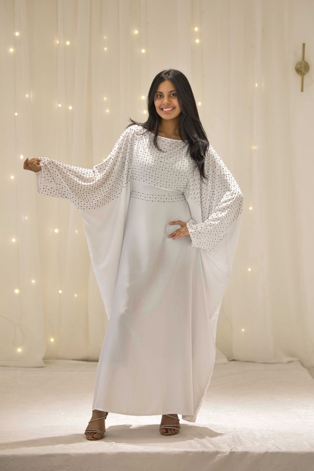Maha White Butterfly Abaya – The Luxe Aura