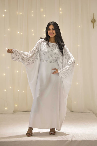 Maha White Butterfly Abaya – The Luxe Aura