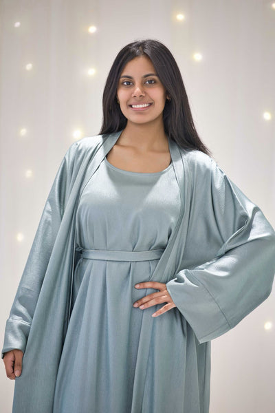 Nadia Mint Blue Open Abaya – view 2