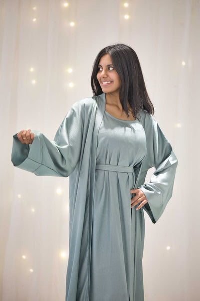 Nadia Mint Blue Open Abaya – view 3